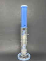 14" Milky Blue Double Percolator Bong w/ Ice Catcher