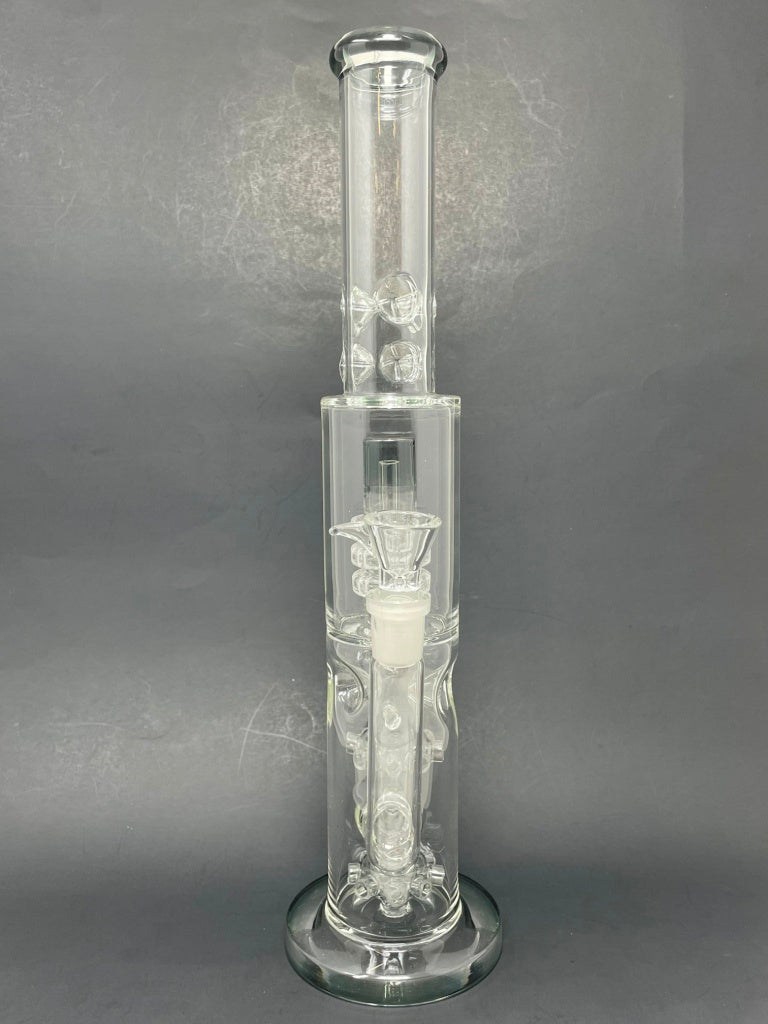 15" Grey Double Percolator Bong w/ Ice Catcher