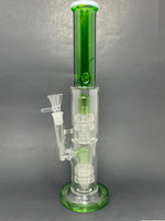 14" Stoned Genie Green Double Percolator Bong