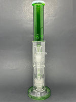 14" Stoned Genie Green Double Percolator Bong
