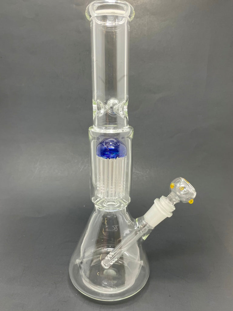 12" Blue Jellyfish Tree Percolator Beaker Bong w/ Ice Catcher