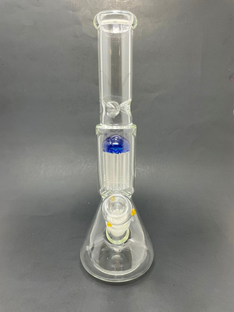 12" Blue Jellyfish Tree Percolator Beaker Bong w/ Ice Catcher