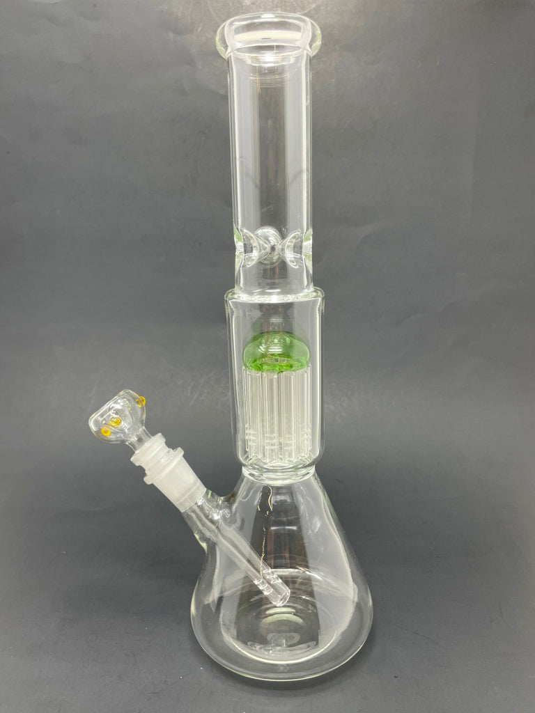12" Green Jellyfish Tree Percolator Beaker Bong w/ Ice Catcher