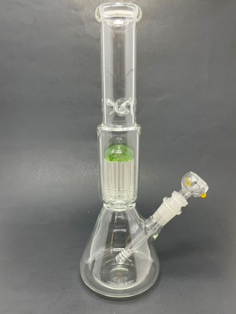 12" Green Jellyfish Tree Percolator Beaker Bong w/ Ice Catcher