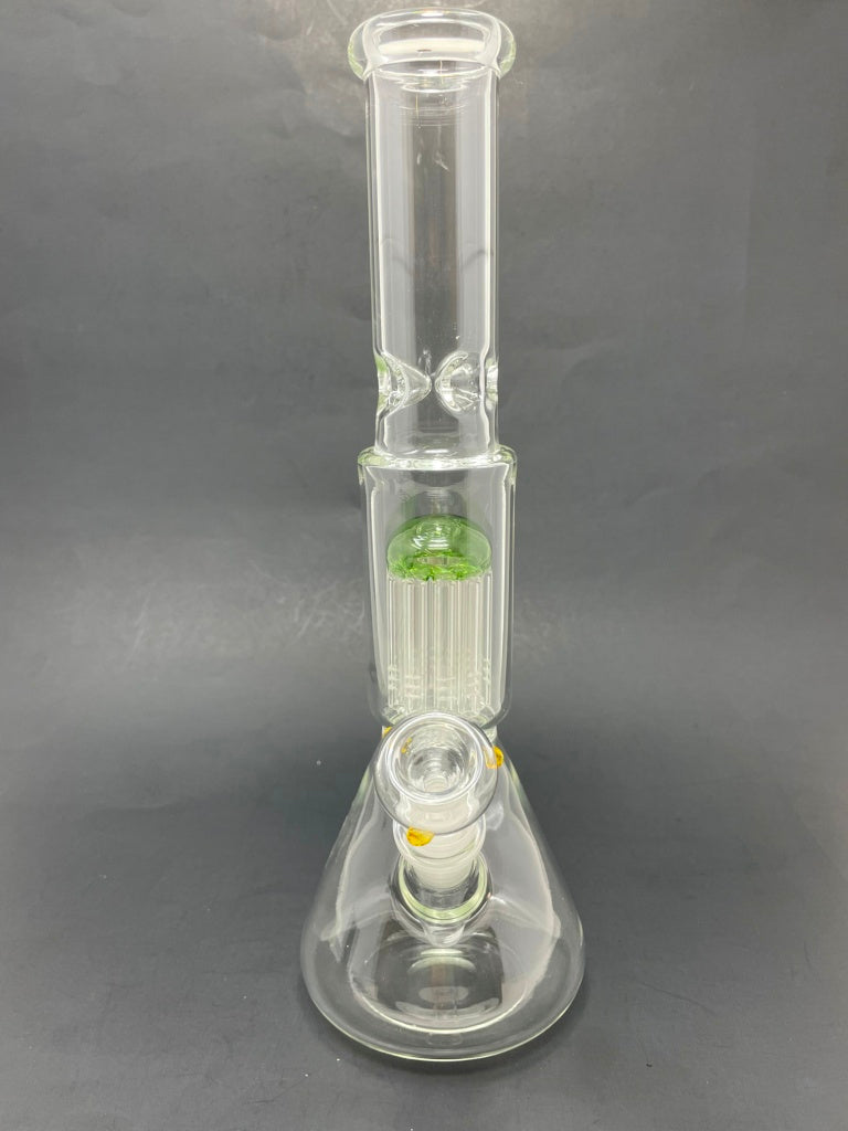 12" Green Jellyfish Tree Percolator Beaker Bong w/ Ice Catcher