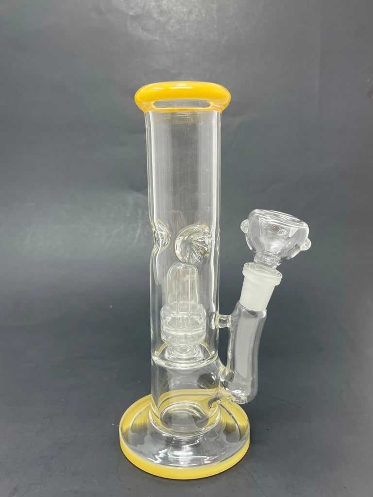8" Yellow Shooter Straight w/ Single Percolator + Ice Catcher