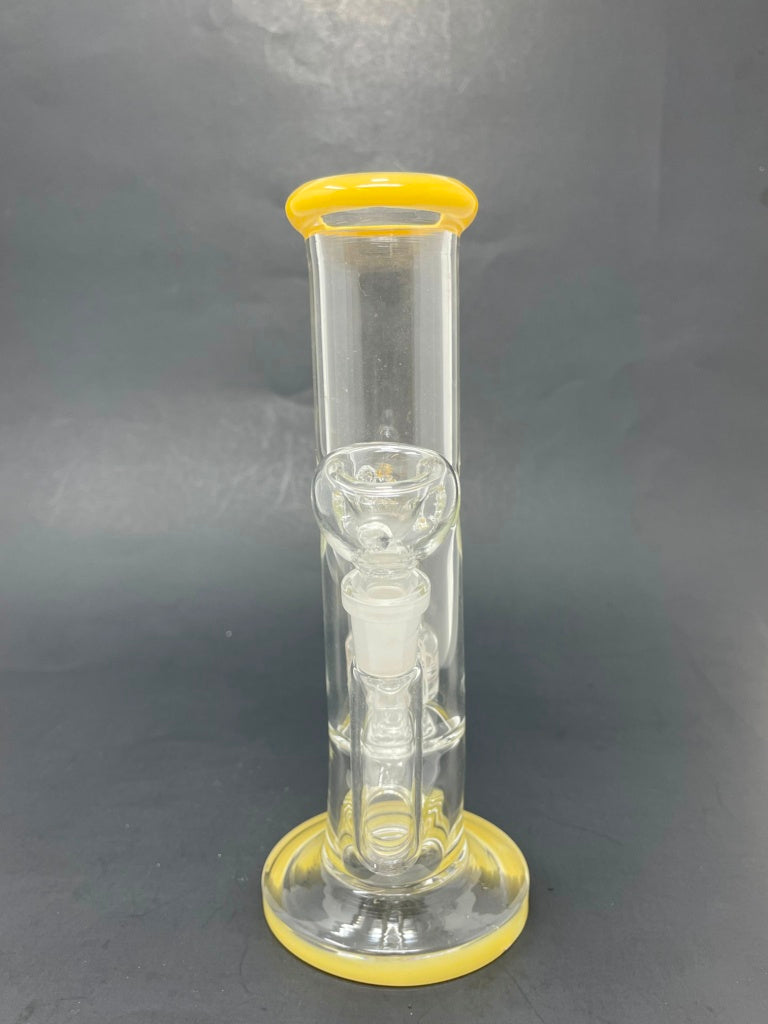 8" Yellow Shooter Straight w/ Single Percolator + Ice Catcher