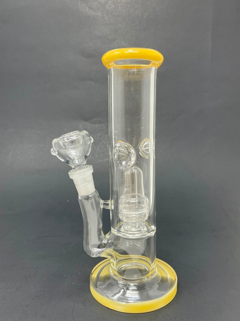 8" Yellow Shooter Straight w/ Single Percolator + Ice Catcher