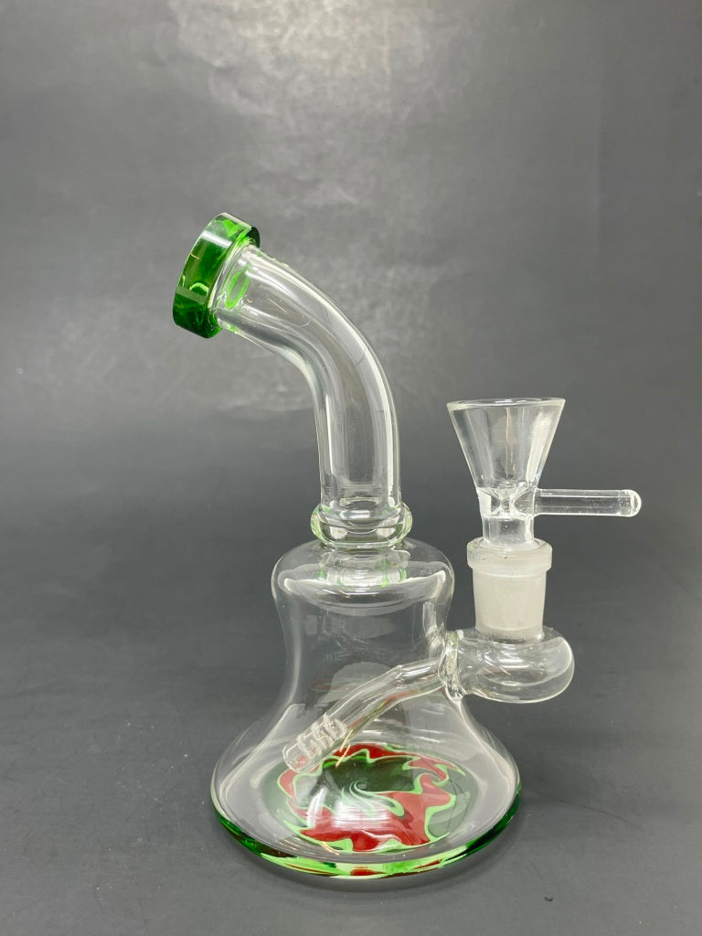 6" Green Shower Bend Sticker Base Bong