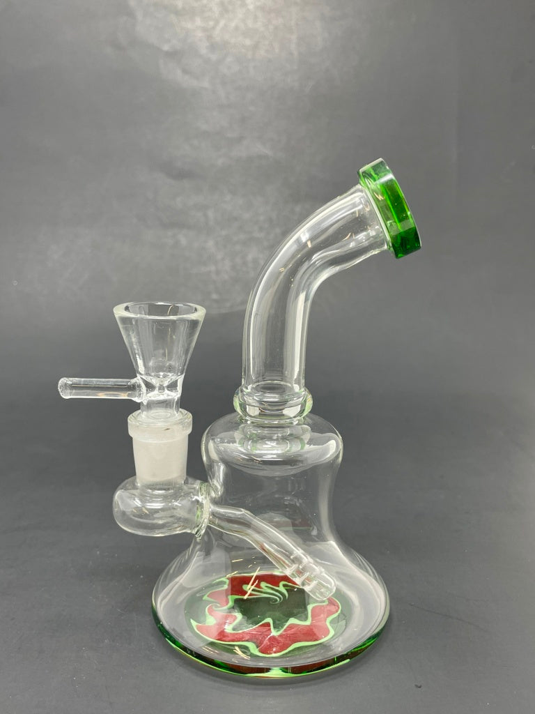 6" Green Shower Bend Sticker Base Bong