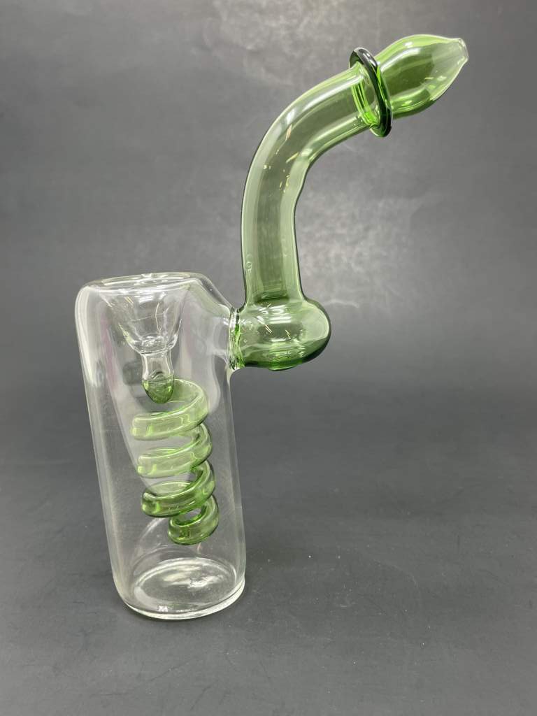7" Spiral Green Sherlock Bubbler