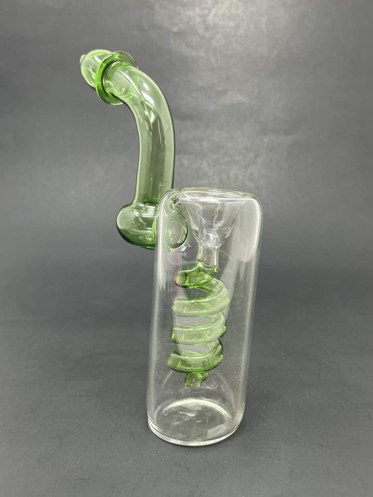 7" Spiral Green Sherlock Bubbler