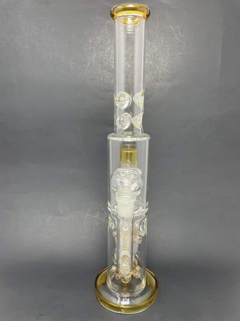 15" Amber Double Percolator Bong w/ Ice Catcher