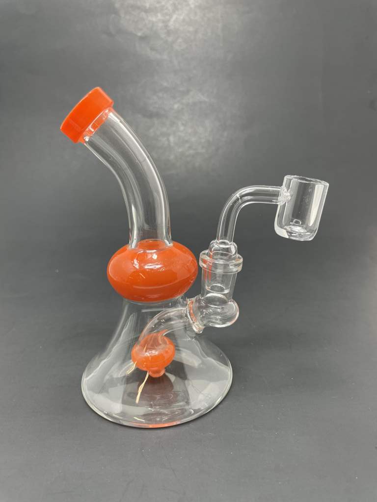 5.5" Orange Shower Bend Dab Rig StonedGenie.com