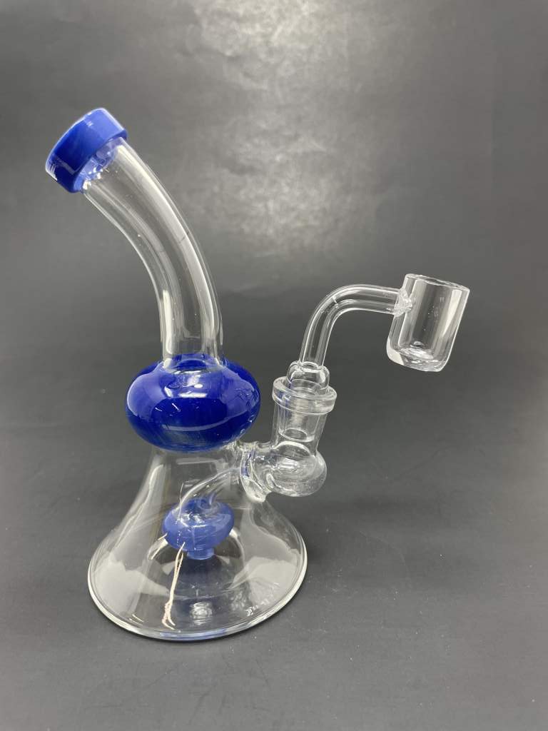 5.5" Blue Shower Bend Dab Rig StonedGenie.com