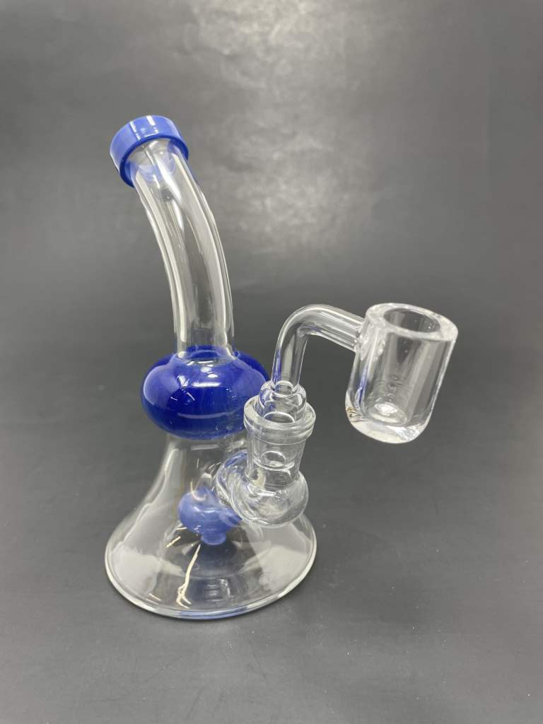 5.5" Blue Shower Bend Dab Rig StonedGenie.com