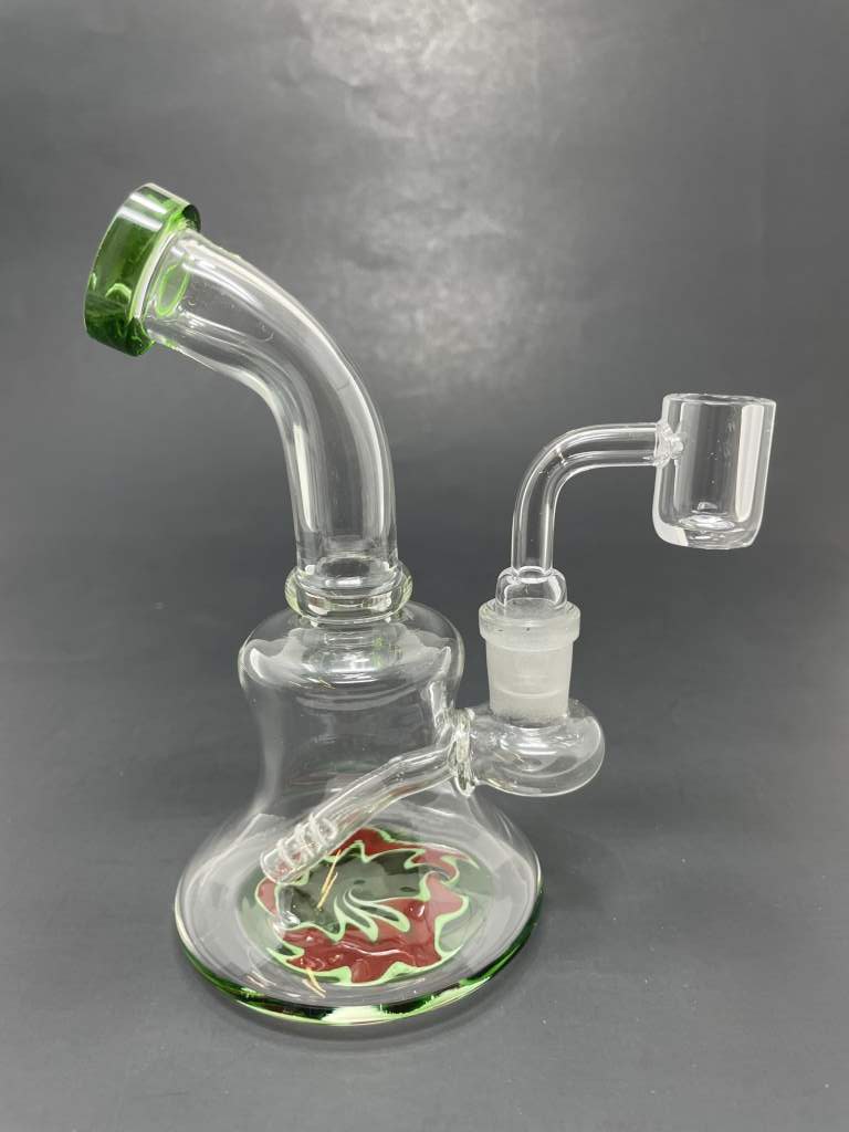 6" Green Sticker Base Shower Bend Dab Rig