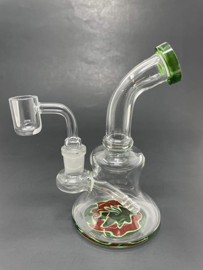 6" Green Sticker Base Shower Bend Dab Rig