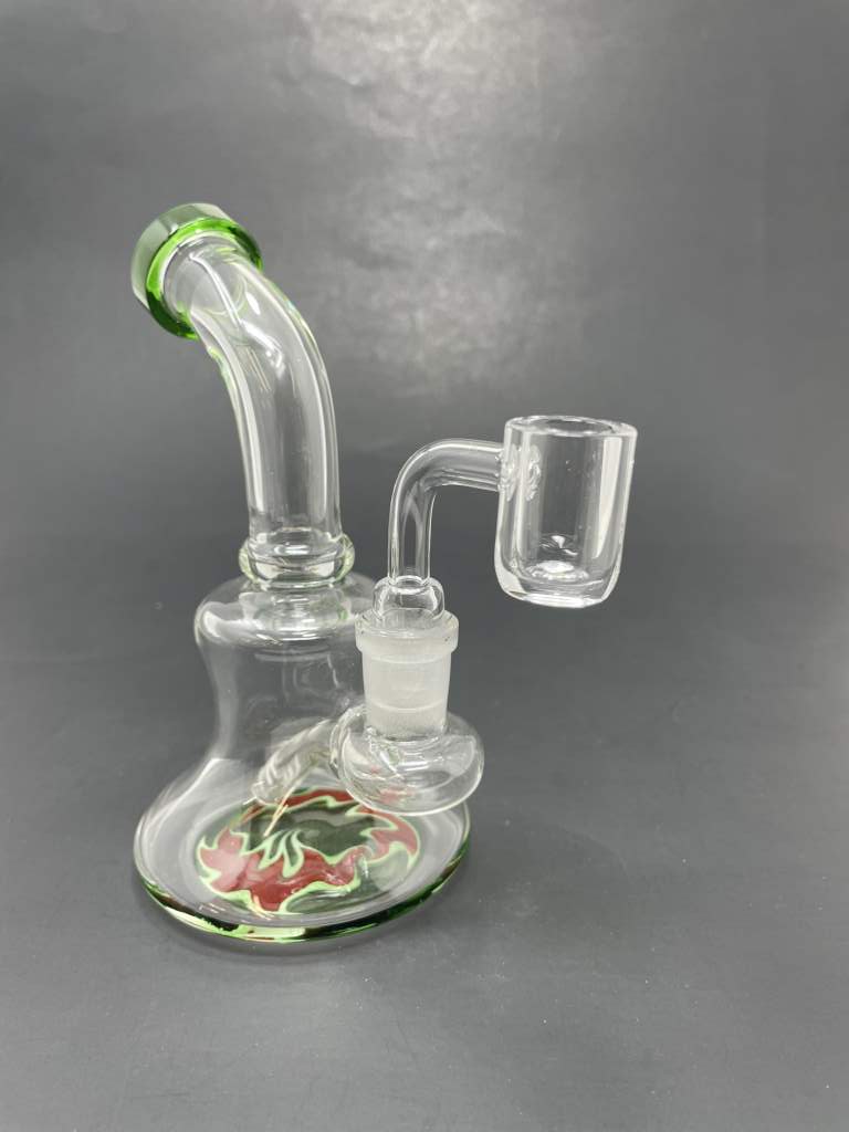 6" Green Sticker Base Shower Bend Dab Rig