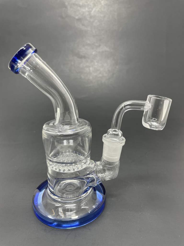 5" Blue Honeycomb Shower Bend Dab Rig