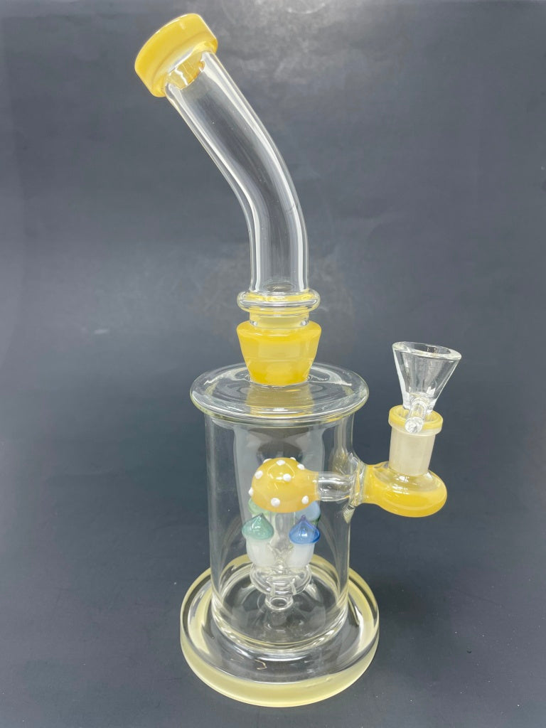 9" Yellow Mushroom Percolator Bong