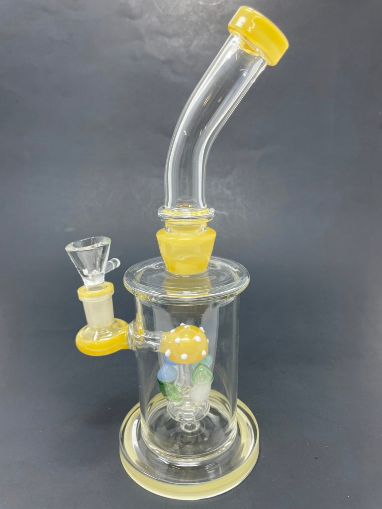 9" Yellow Mushroom Percolator Bong