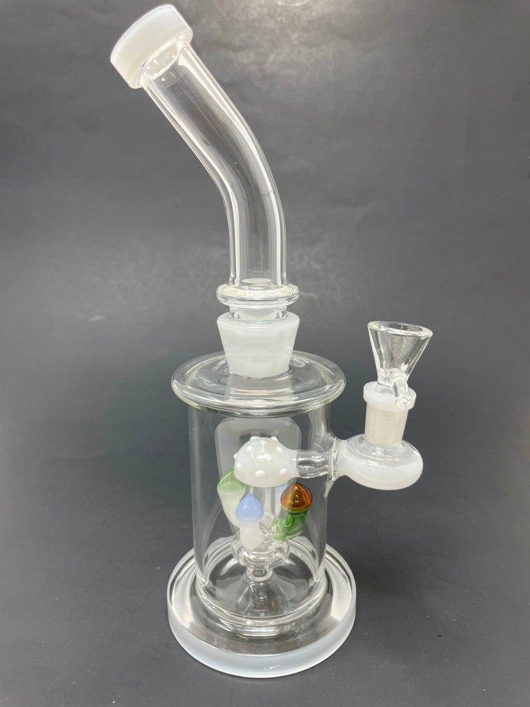 9" White Mushroom Percolator Bong