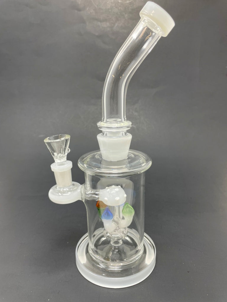 9" White Mushroom Percolator Bong