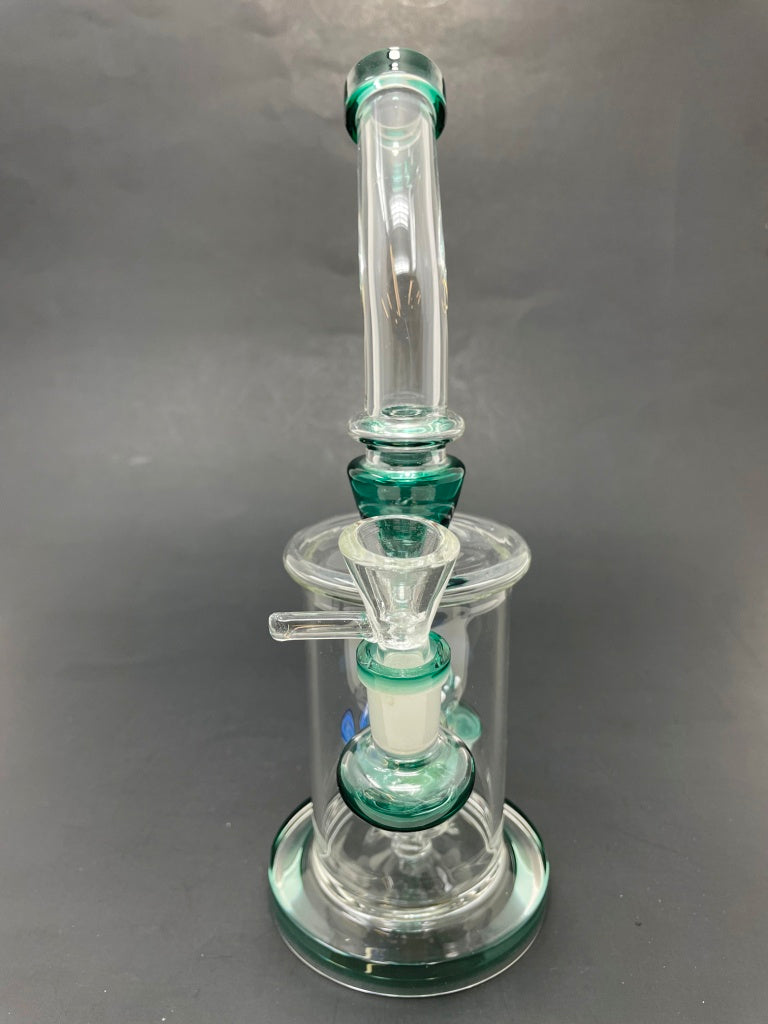 9" Dark Green Mushroom Percolator Bong