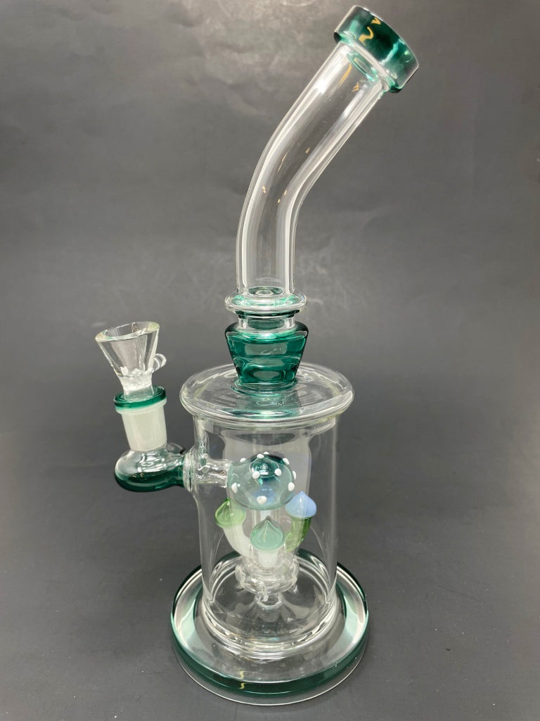 9" Dark Green Mushroom Percolator Bong