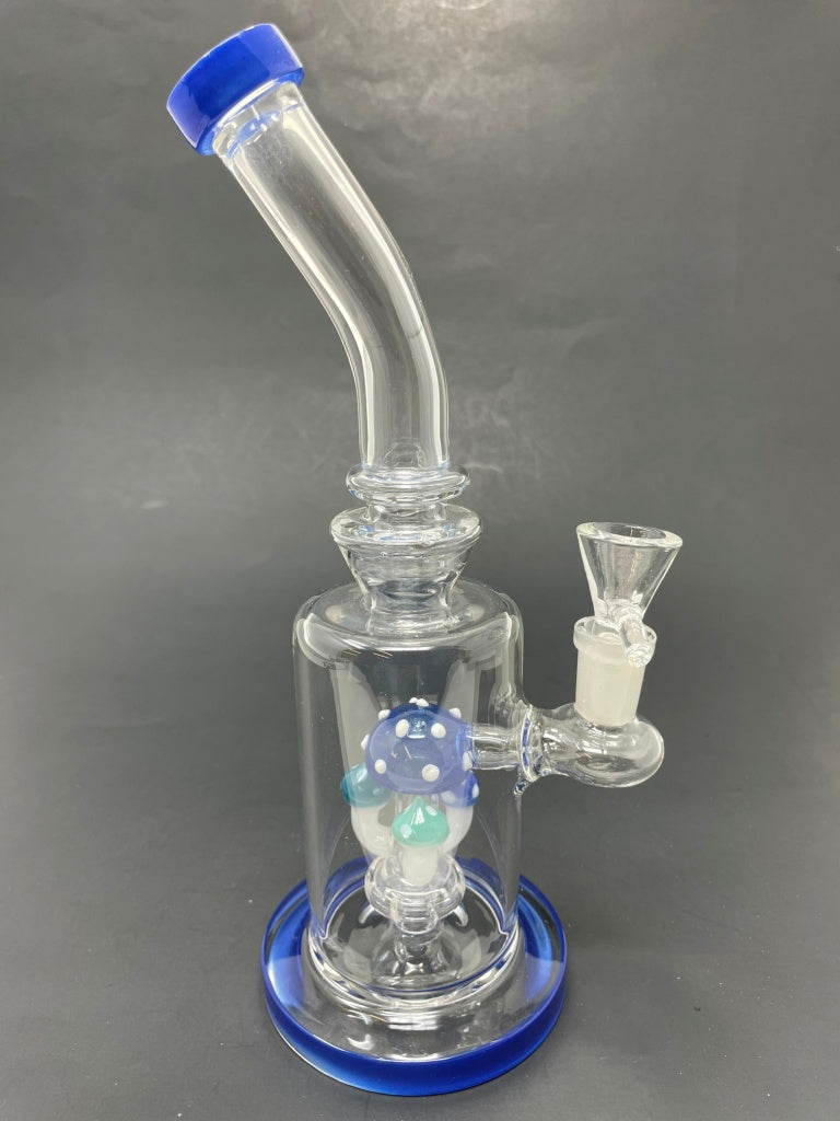9" Blue Mushroom Percolator Bong
