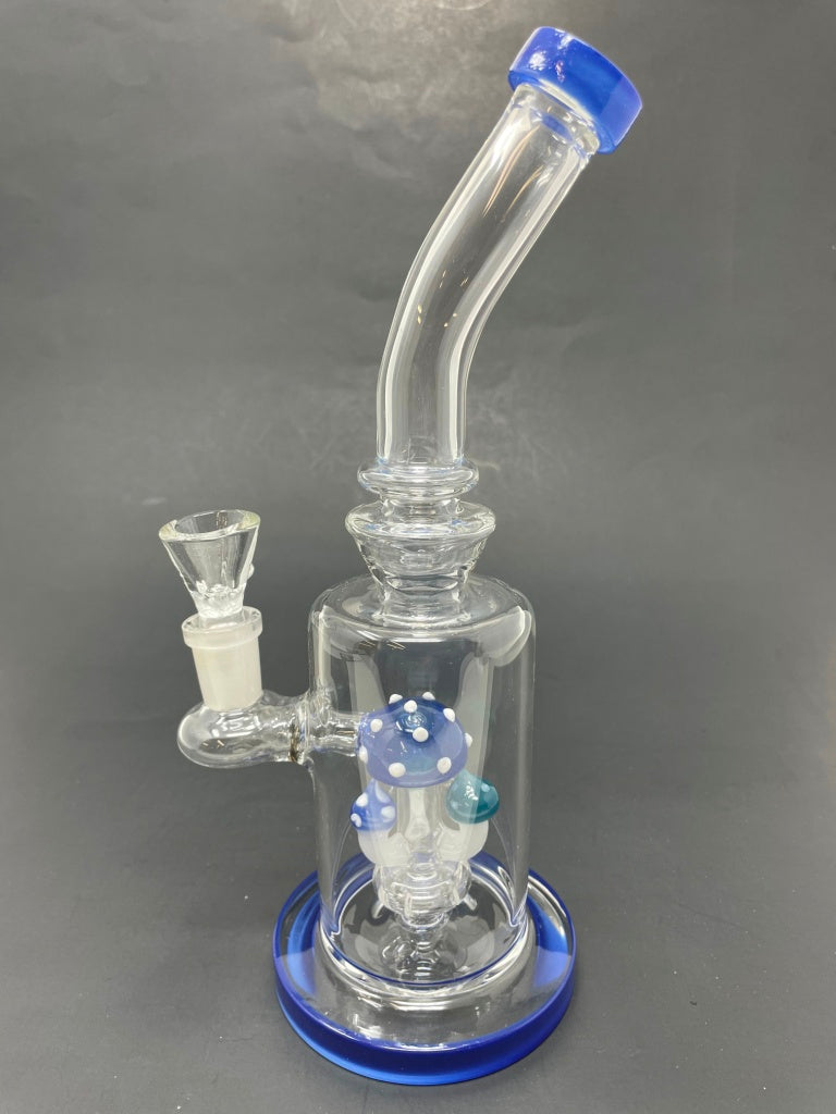 9" Blue Mushroom Percolator Bong