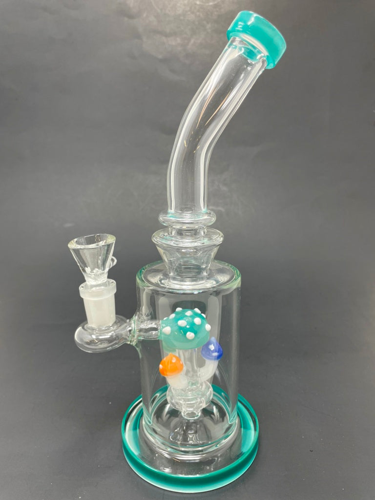 9" Aqua Mushroom Percolator Bong