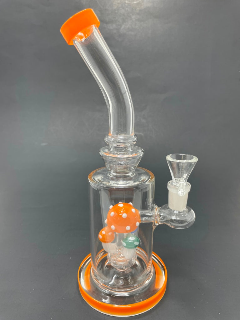 9" Orange Mushroom Percolator Bong