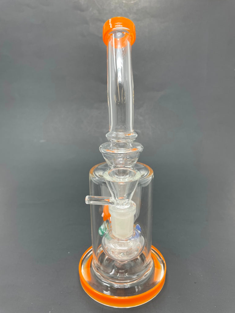 9" Orange Mushroom Percolator Bong