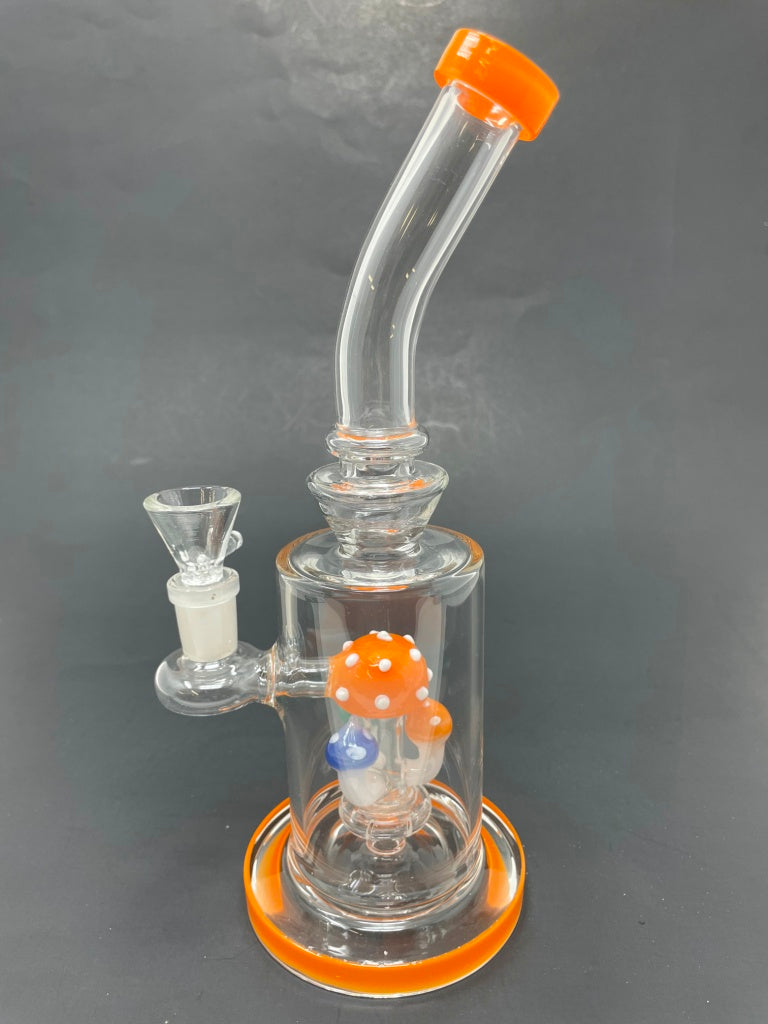 9" Orange Mushroom Percolator Bong