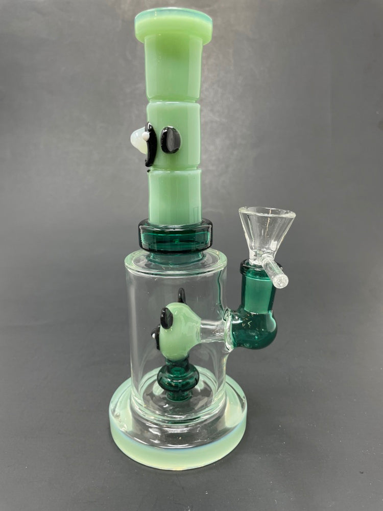 8" Green Panda Straight Percolator Bong