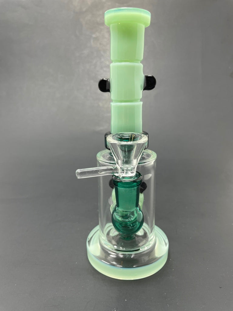 8" Green Panda Straight Percolator Bong