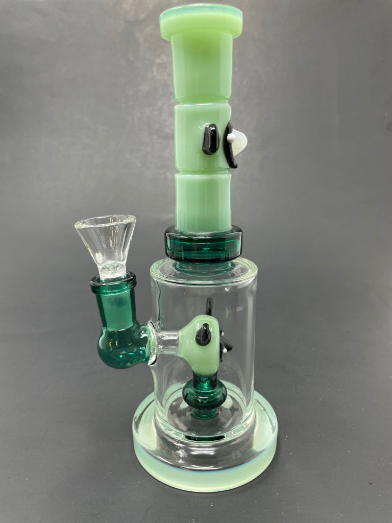 8" Green Panda Straight Percolator Bong