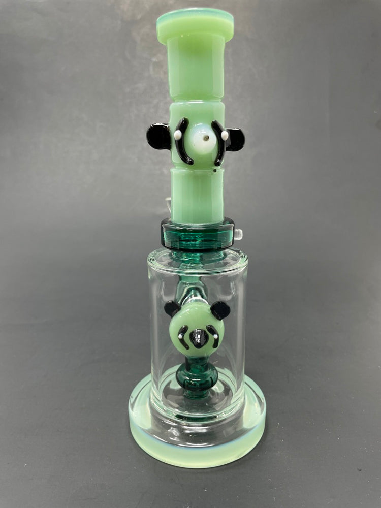 8" Green Panda Straight Percolator Bong