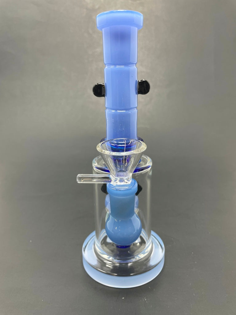 8" Milky Blue Panda Straight Percolator Bong