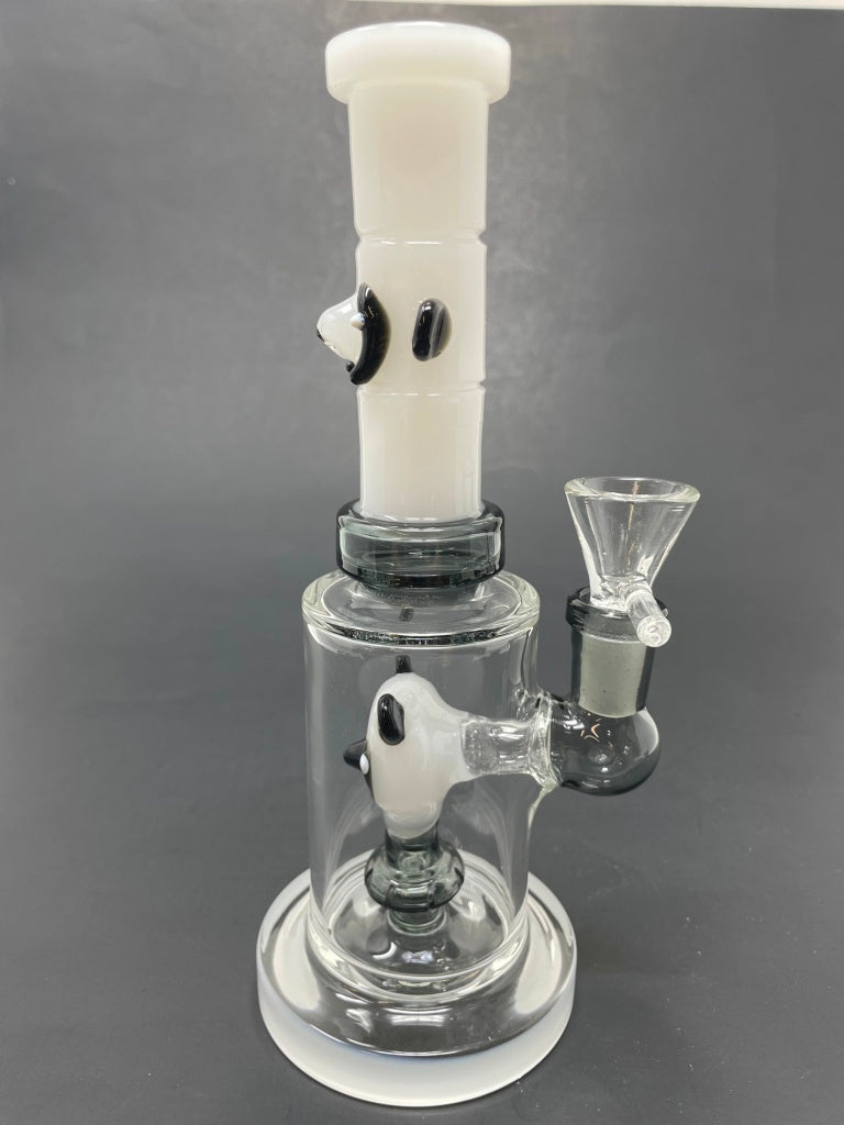 8" White Panda Straight Percolator Bong
