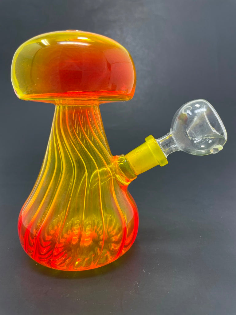 5" Neon Yellow/Orange Mushroom Shaped Bong