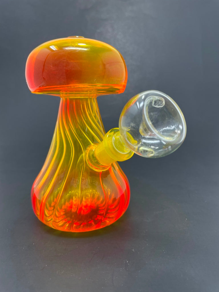 5" Neon Yellow/Orange Mushroom Shaped Bong
