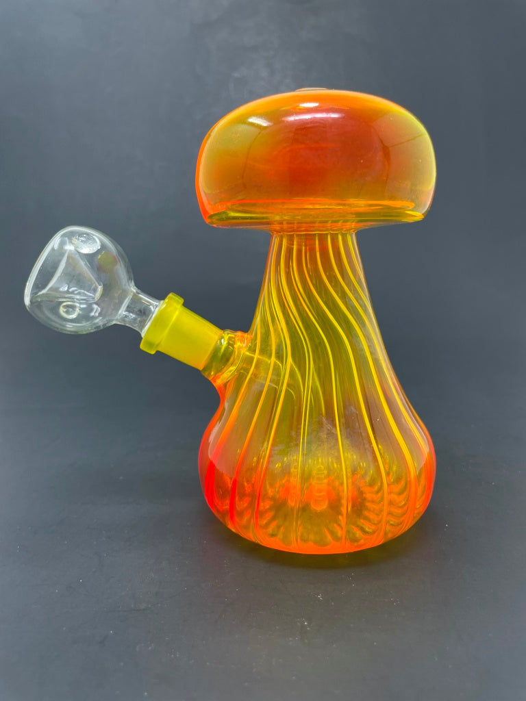 5" Neon Yellow/Orange Mushroom Shaped Bong