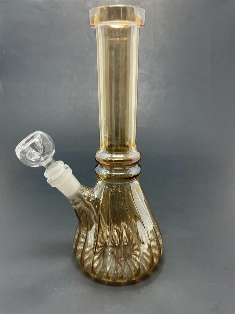 8" Golden Iridescent w/ Twisted Beaker Base Bong