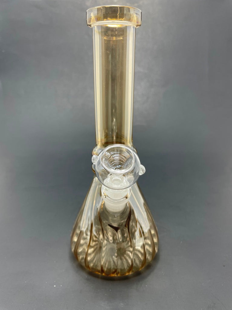 8" Golden Iridescent w/ Twisted Beaker Base Bong