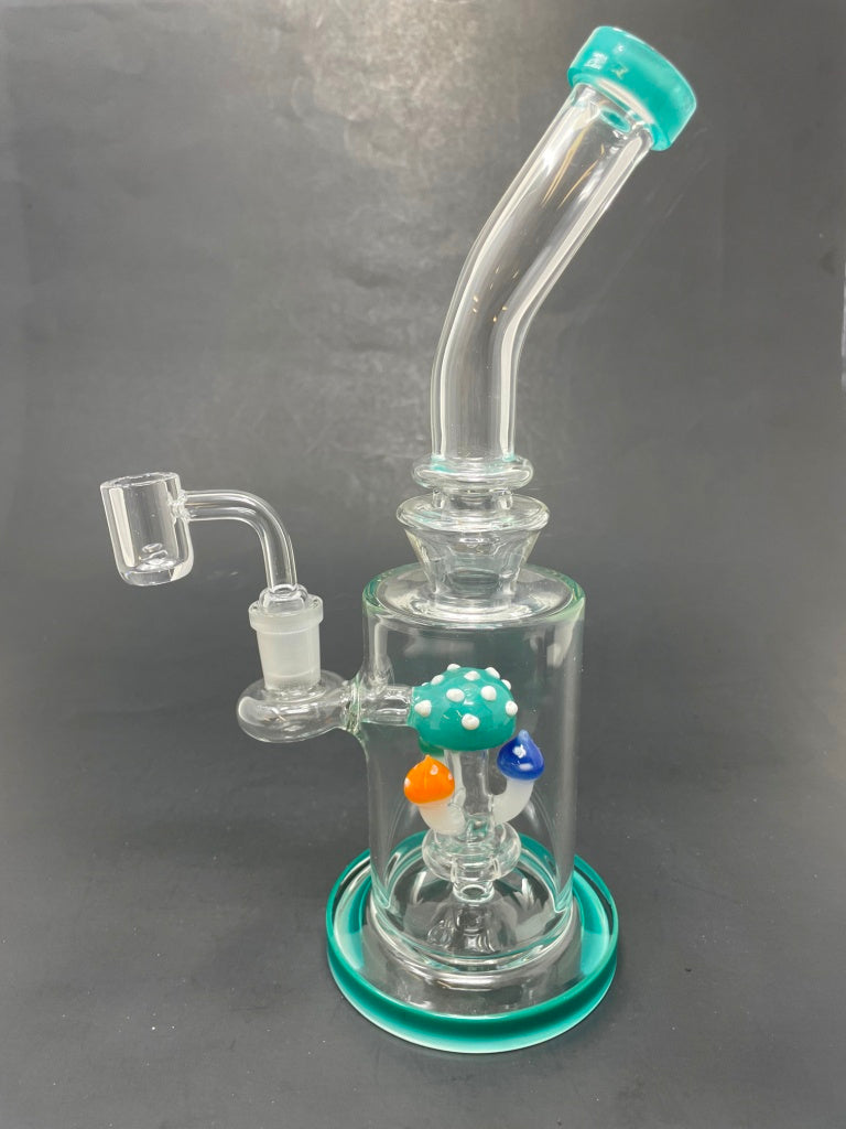9" Aqua Mushroom Bong Dab Rig