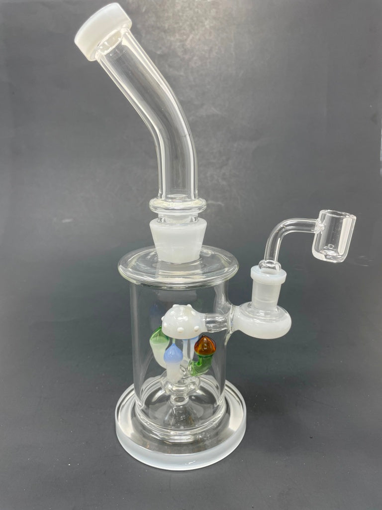 9" White Mushroom Bong Dab Rig
