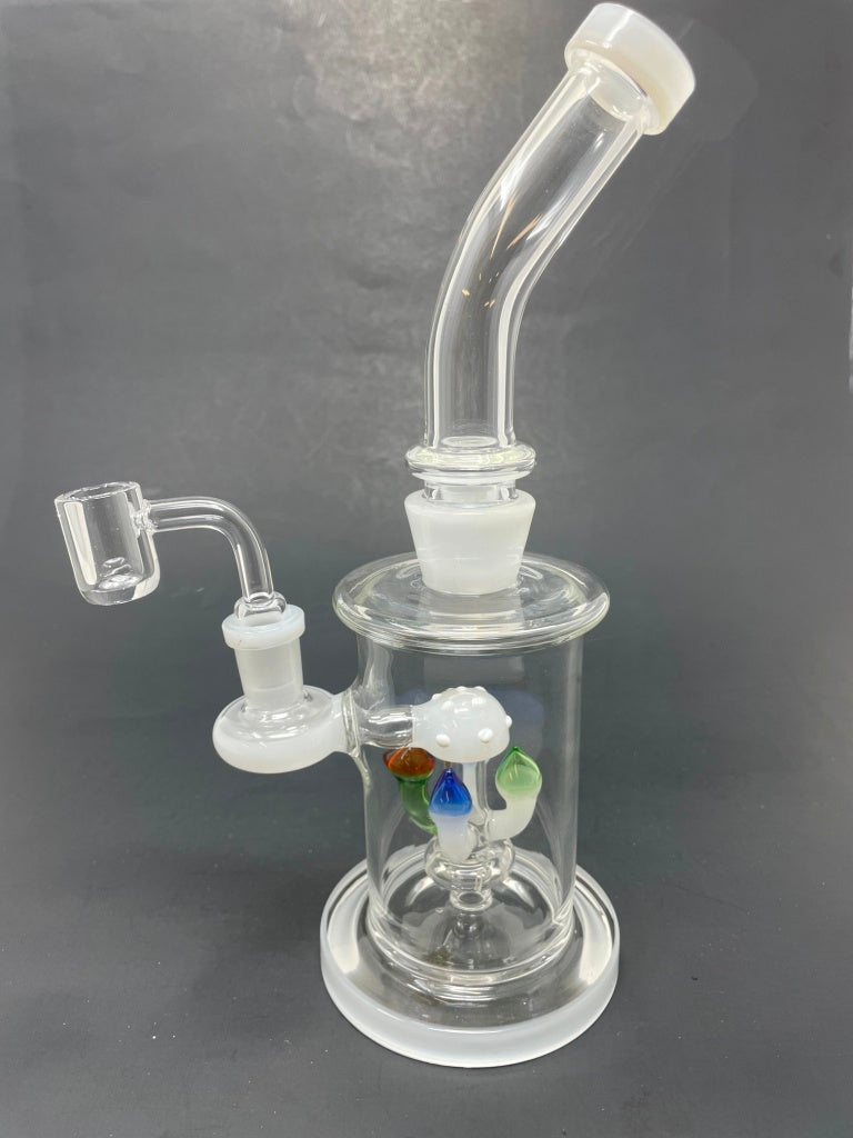 9" White Mushroom Bong Dab Rig